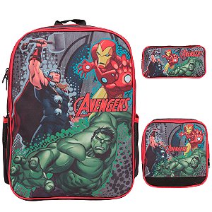 Kit Mochila Infantil Menino Vingadores + Lancheira Térmica