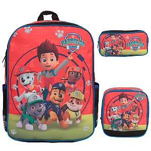 Kit Mochila Infantil Menino Patrulha Canina Tam G 3 Pçs