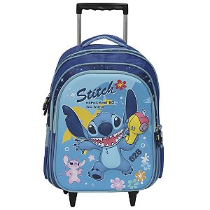 Mochila Infantil Masculina Rodinha Stitch Tam G Cor Azul