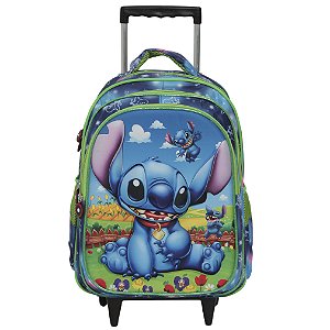 Mochila Infantil De Rodinhas Stitch 3d Desenho Criança