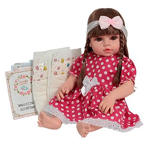 Boneca Reborn Bebê Valentina 46cm Corpo De Vinil Pode Banho