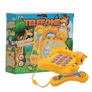 Telefone Infantil Girafa Brinquedo Amarelo Educativo