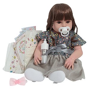 Bebê Reborn Boneca Silicone 46cm Com Lindos Itens Pode Banho