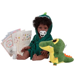 Bebê Reborn Menino Negro Corpo De Silicone Saída De Banho