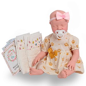 Boneca Bebe Reborn Realista Menina Princesa Pode Banho Itens