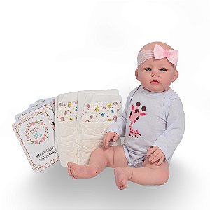 Boneca Bebe Reborn Realista 48cm Olhos Azuis Acessórios