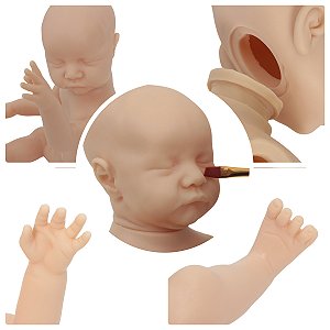 Kit 5 Reborn Molde Levi Menino Olho Fechado Corpo Silicone