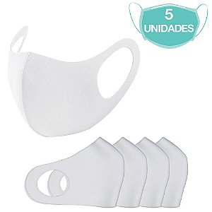 5 Máscaras Laváveis Reutilizável Branca Cuidado Pessoal