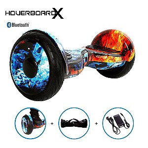 Hoverboard Skate Elétrico 10" Fogo e Gelo Barato Bluetooth