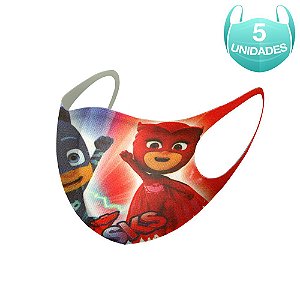 5 Máscaras Lavável Infantil do Desenho PJ Masks Neoprene