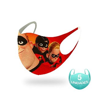 5 Máscara Lavável Infantil do Desenho Os Incríveis Neoprene