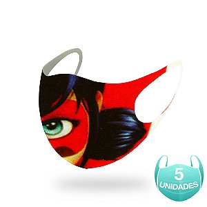 5 Máscara Lavável Infantil do Filme Miraculous Neoprene
