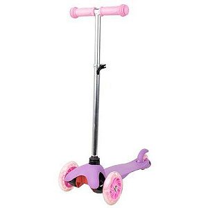 Patinete Infantil de 3 Rodas com Led na Roda Rosa BBR Toys