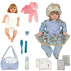 Boneca Bebê Reborn Corpo de Silicone - Baby Menina Vestido Florido