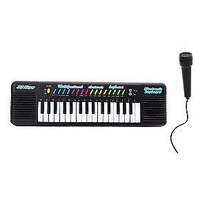 Teclado Piano Musical Infantil Eletrônico 37 Teclas com Microfone (Vermelho)