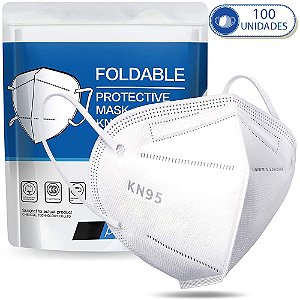 Kit 100 Máscaras Descartáveis KN95 PFF2 Branca C Clip Nasal