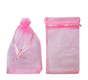 SAQUINHO TULE ORGANZA ROSA (10 UNIDADES)
