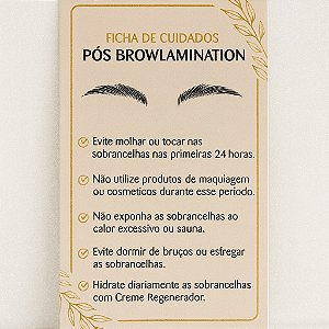 FICHA DE CUIDADOS PÓS BROW LAMINATION (20 CARTÕES)