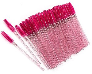 ESCOVINHA DE CÍLIOS ROSA PINK GLITTER (50 UNIDADES)
