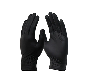 LUVA PRETA NITRÍLICA HIPOALERGÊNICA SEM PÓ (M) 1 PAR