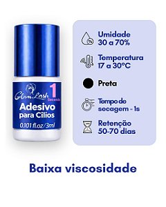 ADESIVO GLAM LASH 1.0 AZUL 3ML