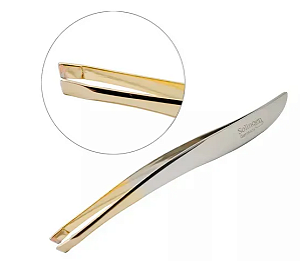 PINÇA GOLD CHANFRADA FORMATO FOLHA