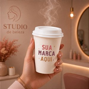 Copos Descartáveis Personalizados Com Tampa para café 180ml | Kit 20 ou 50 Unidades