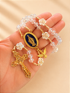 Terço Nossa Senhora das Graças contas de cristal