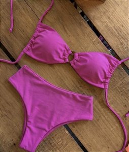 Conjunto Argolas Rosa
