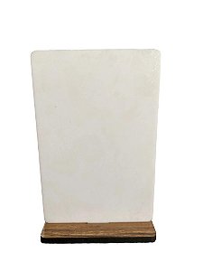 PLACA ACRILICO BRANCO 10X15CM  BRANCO COM BASE AMADEIRADA
