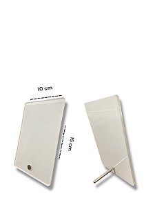 PLACA ACRILICO RETROVERSO 4MM 10X15CM VERTICAL SUPORTE METAL