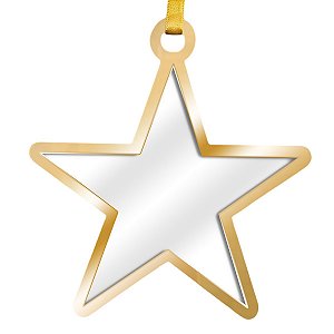 ENFEITE ESTRELA OURO C/ACRILICO CRISTAL DTF UV-SUBLIMAÇÃO