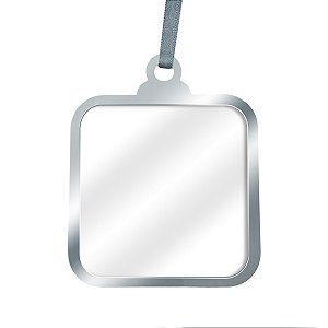 ENFEITE QUADRADO PRATA C/ACRILICO CRISTAL DTF UV-SUBLIMAÇÃO