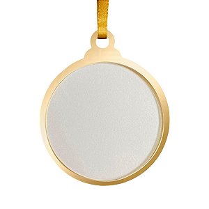 ENFEITE BOLA OURO C/MDF SUBLIMAÇÃO 3MM UN