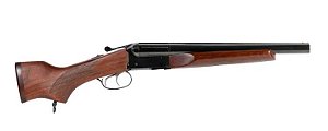 Espingarda A-680-14 – Canos Paralelos – Cal 12 – (356 mm) S/CT – Bigatilho - Com pistol grip e telha em madeira - acabamento standard -oxidado