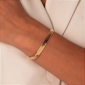 Pulseira fita lisa dourado