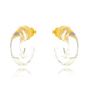 Brinco argola lisa dourado cristal