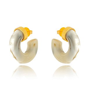 Brinco argola lisa dourado branco