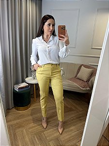Calça alfaiataria cigarrete de linho Rebeca