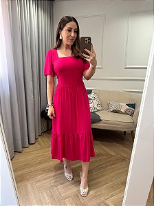 Vestido viscolinho liso Jaqueline