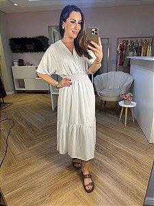 Vestido viscolinho decote V Daniela