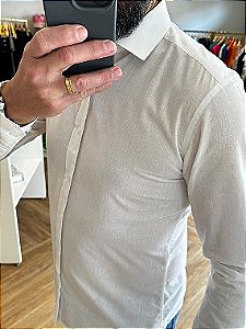 Camisa social masculina manga longa linho