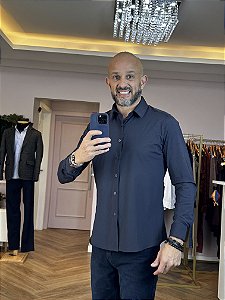Camisa social masculina manga longa slim poliamida com elastano
