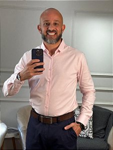Camisa social masculina manga longa slim algodão com elastano