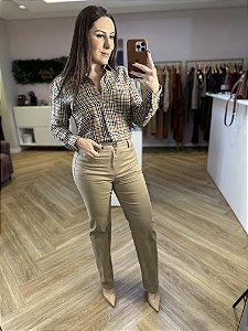 Calça de sarja feminina Reta