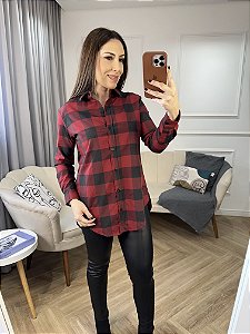 Camisa tricoline longa xadrez