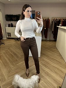 Calça de sarja feminina Skinny
