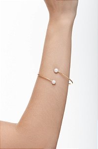 Pulseira bracelete 2 pérolas - Folheado a ouro