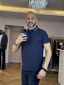 Camisa polo masculina slim com elastano