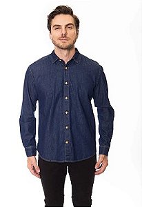 Camisa jeans masculina manga longa sem bolso